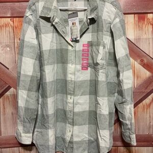 Berkeley Jensen women’s flannel washed plaid shirt new with tags. 2XL.